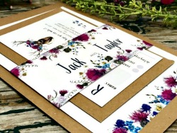 Scottish thistle and stag wedding invitations