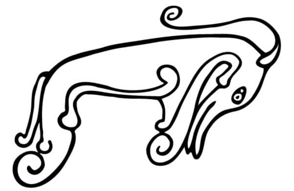 Line drawing of unidentified Pictish beast