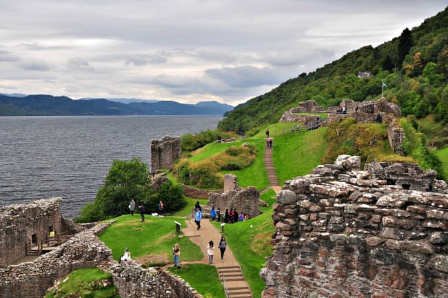 Urquhart Castle ruins on the banks of Loch Ness Urquhart Castle ruins on the banks of Loch Ness